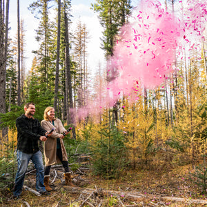 Gender Reveal Confetti & Powder Smoke Cannons - 2 Pink and 2 Blue